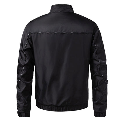 Men's Lightweight Utility Bomber Jacket with Flap Pockets, Stand-Up Collar, and Elastic Hem Shop Velvia