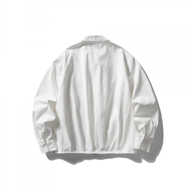 Unisex Boxy over-jacket with shirt collar, concealed zipper and soft drape Shop Velvia