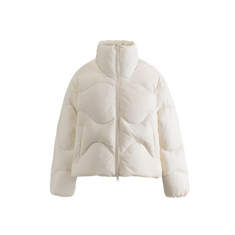 Women Short Quilted Jacket with High Collar and Wavy Quilting Shop Velvia