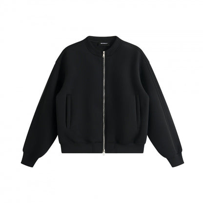 Unisex Boxy-Zip-Bomber Jacket made of French Terry with concealed side pockets and ribbed hem Shop Velvia