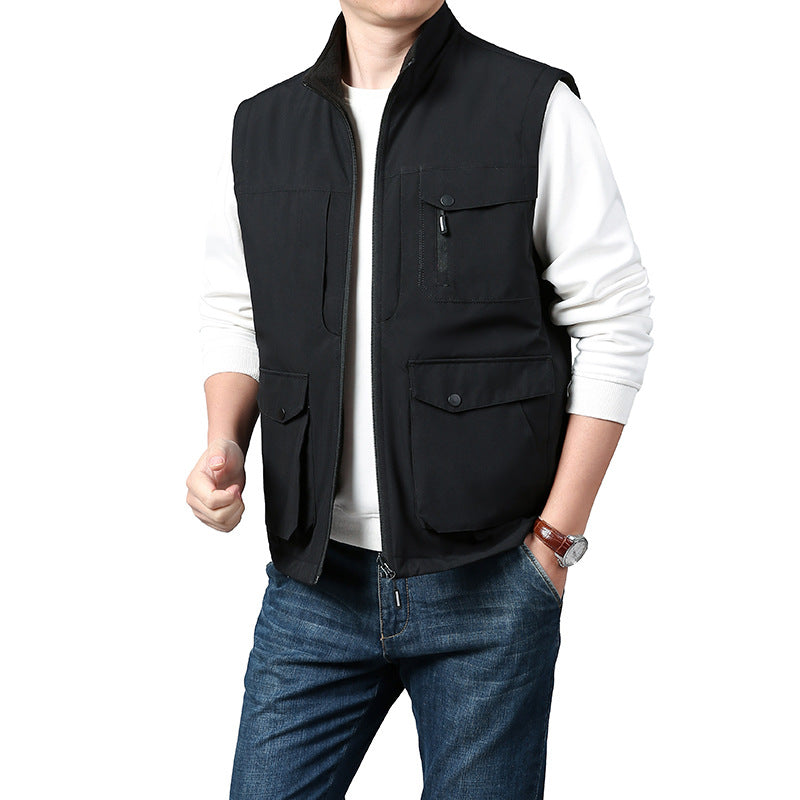 Men's Lightweight Thermo-Fleece Vest with Stand-Up Collar, Front Zipper and Side Pockets Shop Velvia