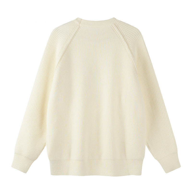 Unisex Oversize Fine Knit Sweater with Round Neck, Raglan Sleeves and Ribbed Cuffs Shop Velvia
