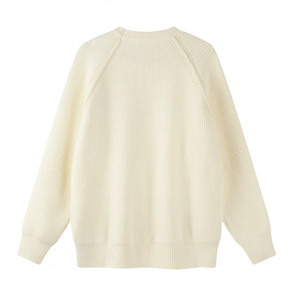 Unisex Oversize Fine Knit Sweater with Round Neck, Raglan Sleeves and Ribbed Cuffs Shop Velvia