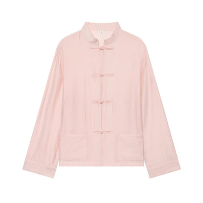 Unisex Lightweight Cotton Tunic with Stand-Up Collar and Traditional Frog Button Closure Shop Velvia