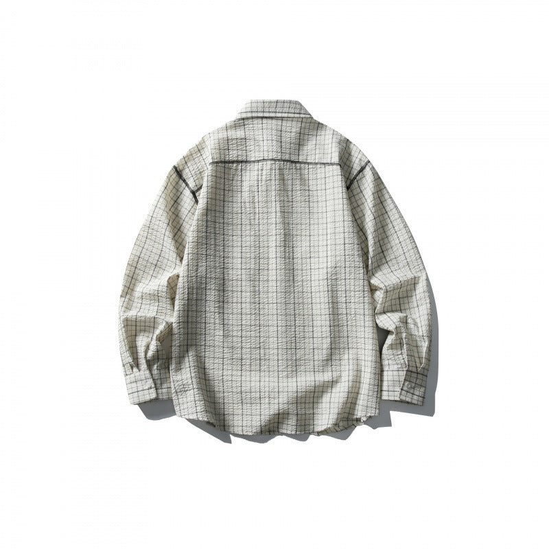 Unisex Oversized Shirt Jacket in Checkered Design with Chest Pocket Shop Velvia