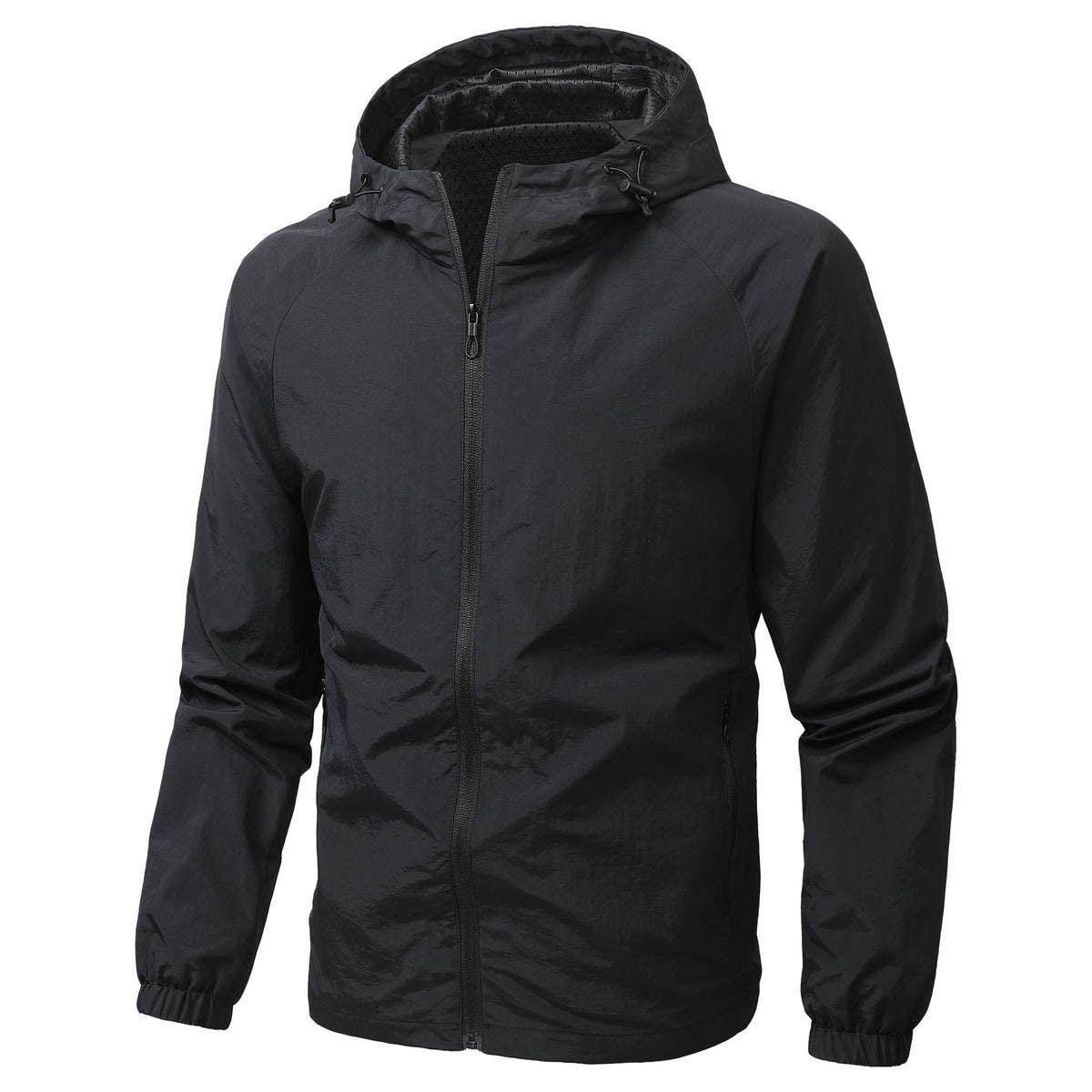 Men's Lightweight Windproof Hooded Outdoor Jacket with Full Zipper and Elastic Cuffs Shop Velvia
