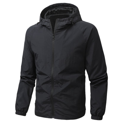 Men's Lightweight Windproof Hooded Outdoor Jacket with Full Zipper and Elastic Cuffs Shop Velvia