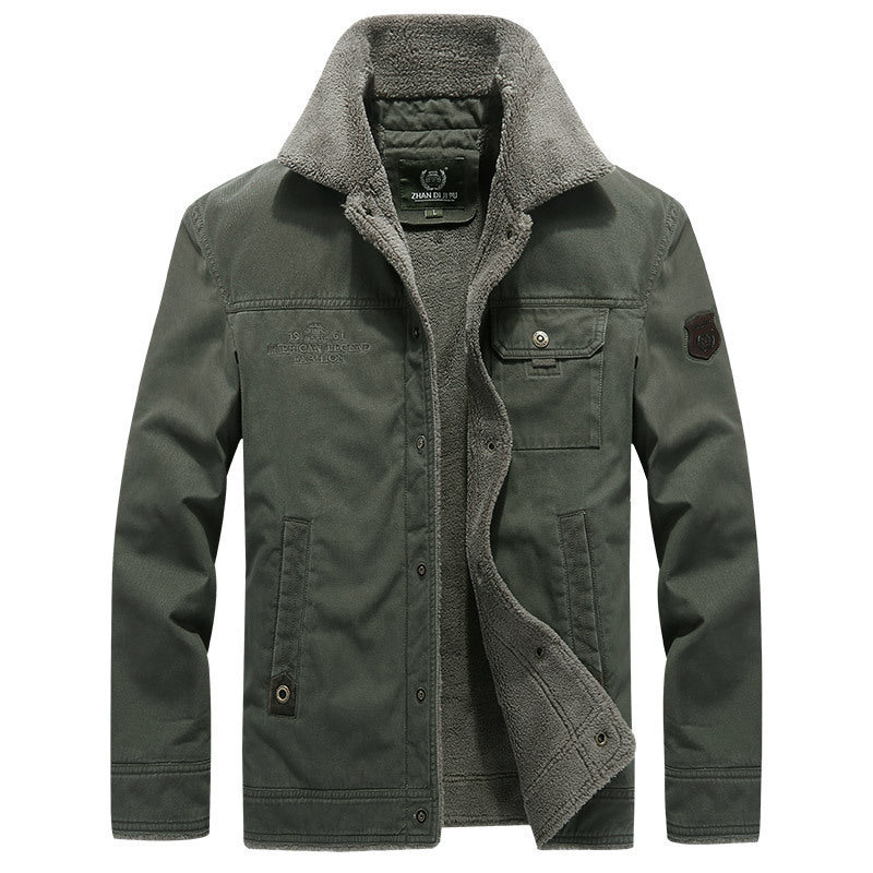 Men's Robust Canvas Field Jacket with Teddy Lining, Stand Collar and Utility Pockets Shop Velvia