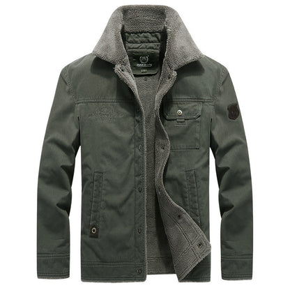 Men's Robust Canvas Field Jacket with Teddy Lining, Stand Collar and Utility Pockets Shop Velvia