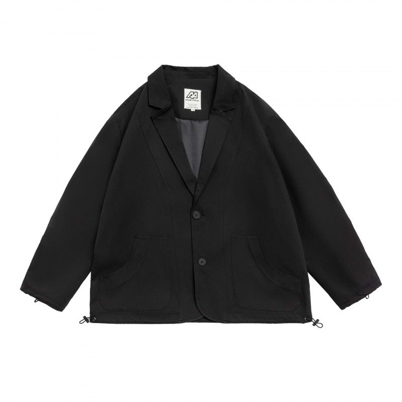 Unisex Oversized Blazer Jacket in Utility Look with Drawstring and Patch Pockets Shop Velvia