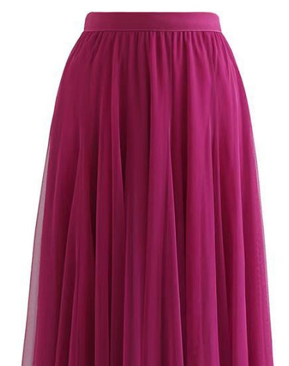 Women's Tulle Skirt Layered Floor-Length A-Line Elastic Waistband
