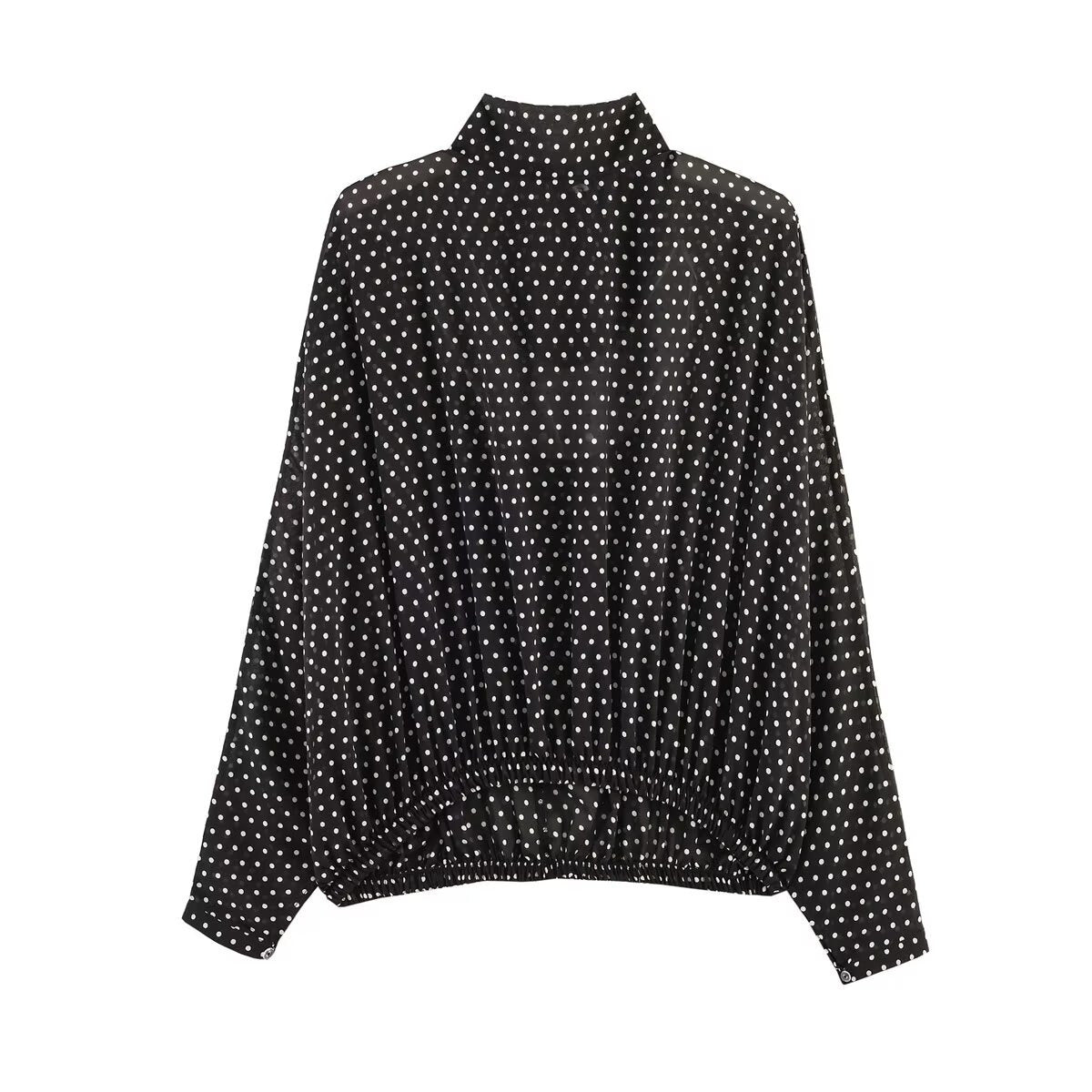 Ladies Flowing Midi Skirt in Vintage Polka Dot Design with Flared Plate Cut Shop Velvia