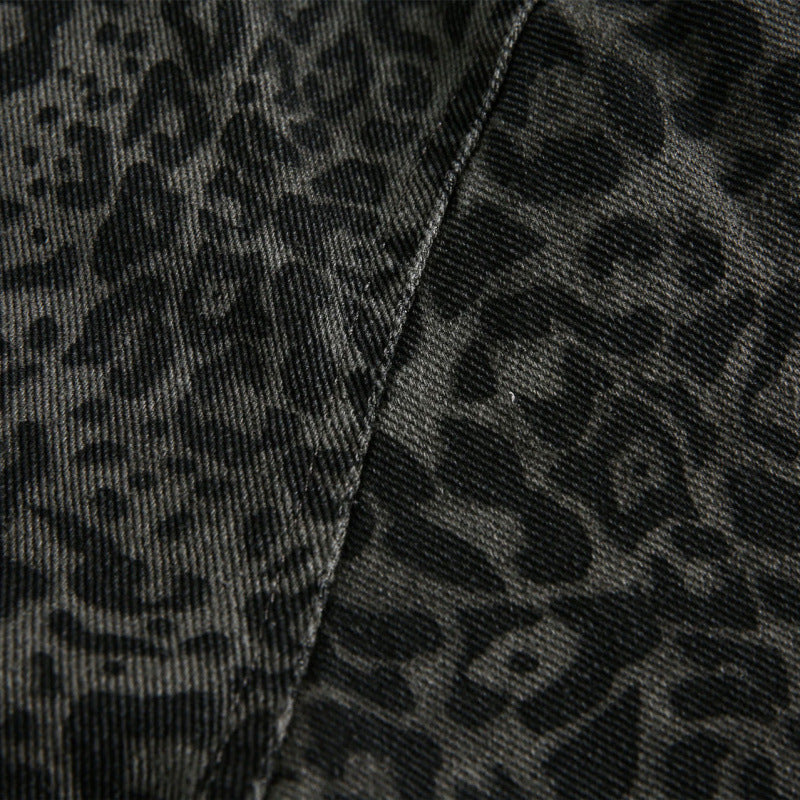 Men's Loose Boxy Jacket with Leopard Print, Full Zip and Elastic Hem Shop Velvia