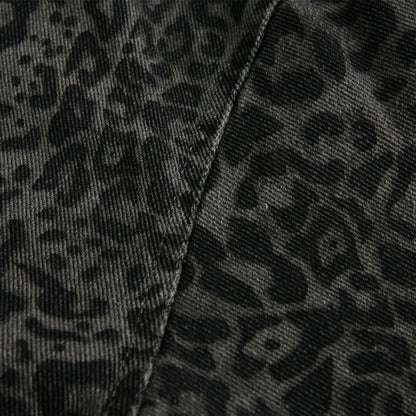 Men's Loose Boxy Jacket with Leopard Print, Full Zip and Elastic Hem Shop Velvia