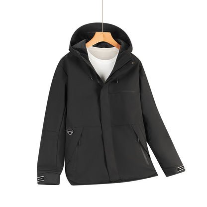 Men's Water-Repellent Softshell Hoodie Jacket with Concealed Zippers and Urban Cut Shop Velvia