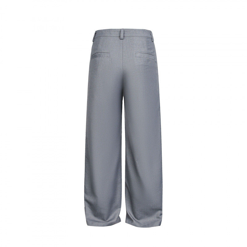 Women Wide Pleated Trousers with High Waist and Visible Button Placket Shop Velvia