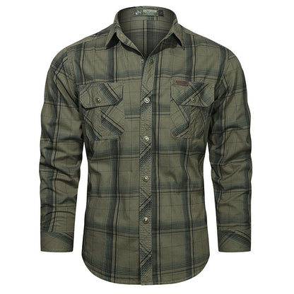 Men's checked flannel outdoor shirt with reinforced flap chest pockets and ergonomic back detail Shop Velvia