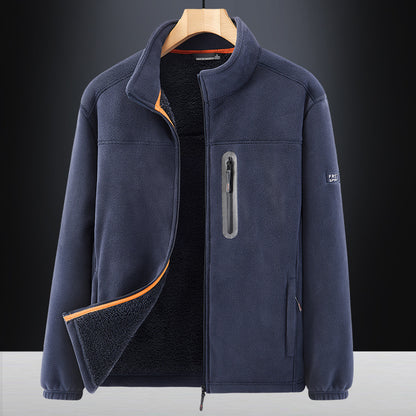 Men's microfleece outdoor jacket with waterproof breast pocket, stand-up collar, and teddy fleece lining Shop Velvia