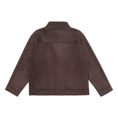 Unisex Boxy Transitional Jacket with Velvet Texture, Shirt Collar and Diagonal Insert Pockets Shop Velvia