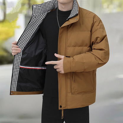 Men's quilted jacket with houndstooth lining and adjustable hem Shop Velvia