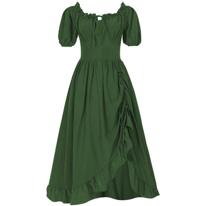 Women’s romantic maxi dress with off-the-shoulder neckline, puff sleeves, fitted bodice, and side ruching Shop Velvia
