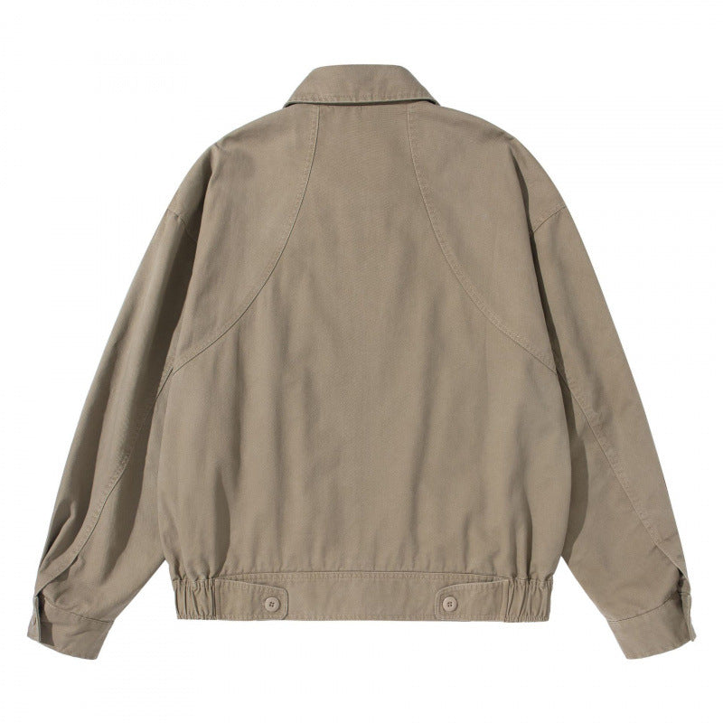 Men's Lightweight Boxy Field Jacket with Shirt Collar, Concealed Button Placket and Elastic Hem Shop Velvia
