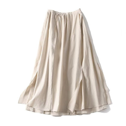 Women's maxi skirt with elastic waistband, wide tiers and side slits Shop Velvia