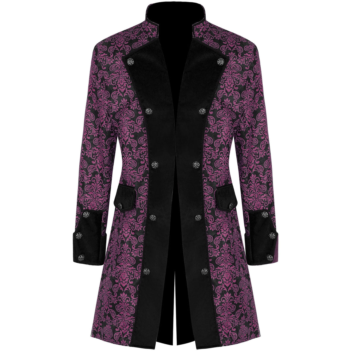 Men's tailored brocade tailcoat with ornamental jacquard pattern and velvet trim Shop Velvia