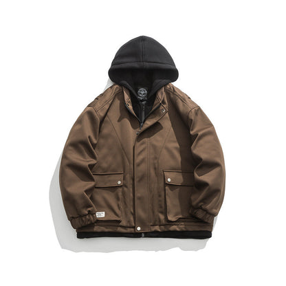 Men's Two-Layer Utility Jacket with Integrated Hood Inner Layer and Flap Pockets Shop Velvia