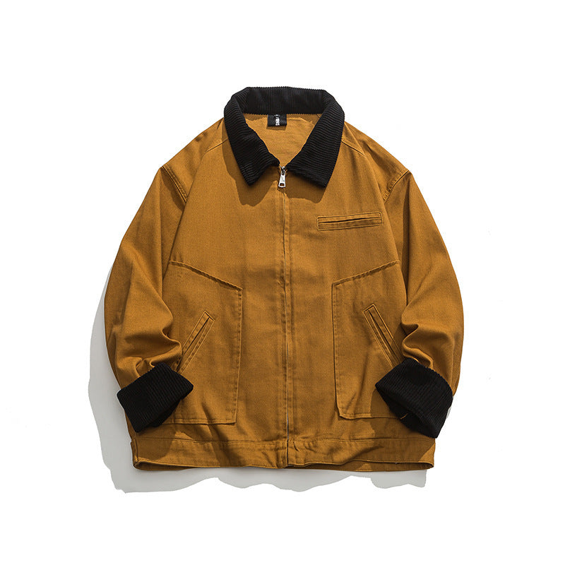 Unisex Boxy-Workwear-Jacket made of canvas with cord collar, zipper and applied flap pockets Shop Velvia