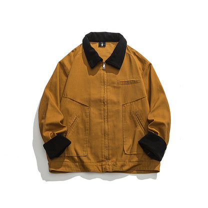Unisex Boxy-Workwear-Jacket made of canvas with cord collar, zipper and applied flap pockets Shop Velvia