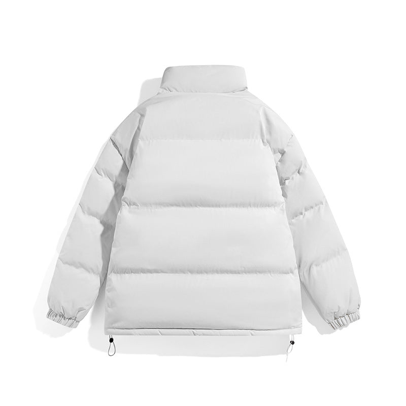 Unisex Boxy Puffer Jacket with high stand-up collar, concealed zipper and adjustable drawstring hem Shop Velvia