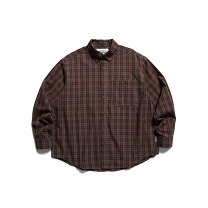 Men's Oversized Checkered Button-Down Shirt with Chest Pocket and Rounded Hem Shop Velvia