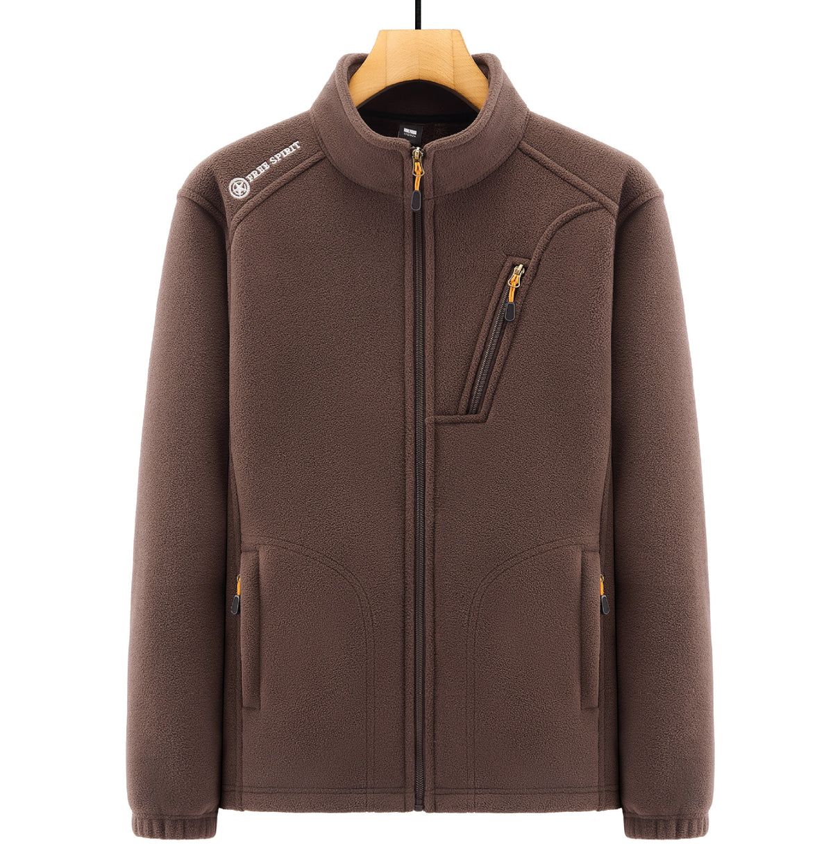 Men's Warm Microfleece Outdoor Jacket with Chest Zipper, Side Pockets and Stand-Up Collar Shop Velvia