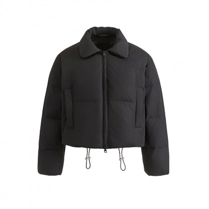Women's cropped padded transitional jacket in a boxy cut with shirt collar and drawstring Shop Velvia