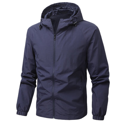 Men's Light Hooded Transition Jacket with Wind and Water Repellent Functional Material Shop Velvia