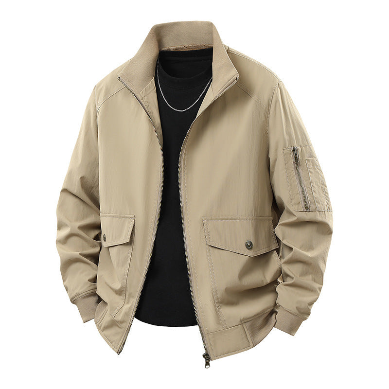 Men's Wind and Water Resistant Urban Bomber Jacket with Stand Collar and Multiple Pockets Shop Velvia
