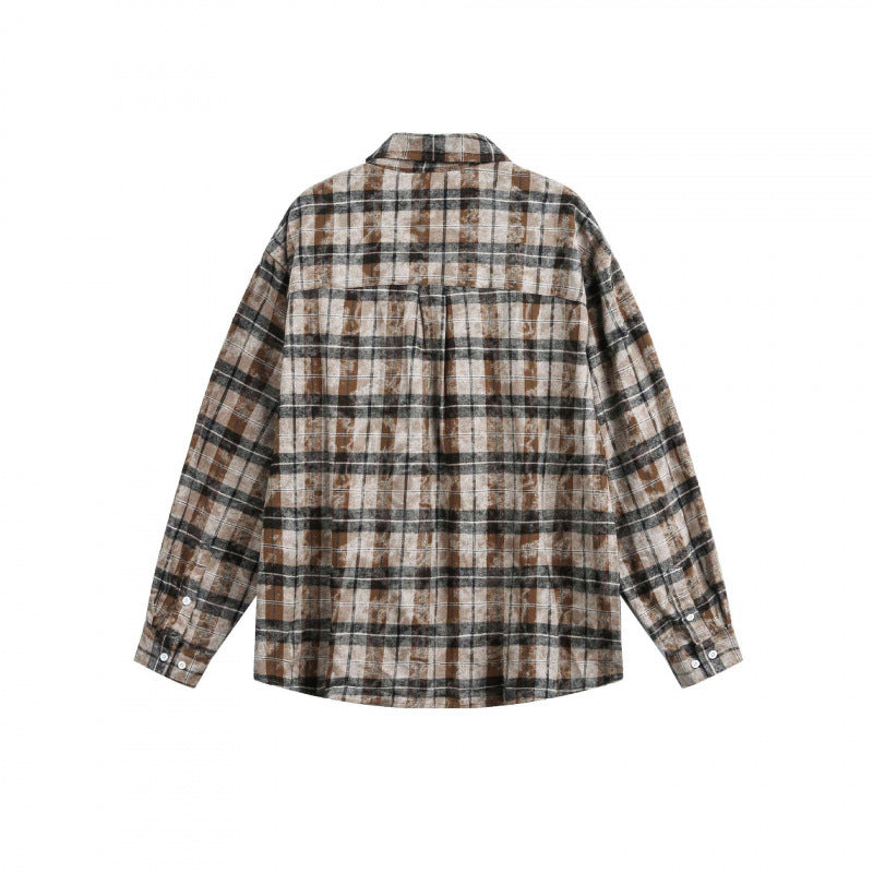 Unisex Loose Checked Shirt Jacket in Overshirt Style made of brushed Flannel Shop Velvia