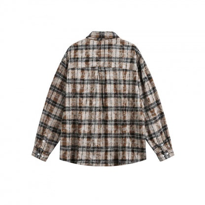 Unisex Loose Checked Shirt Jacket in Overshirt Style made of brushed Flannel Shop Velvia