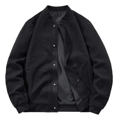 Men's Structured Bomber Jacket with Waffle Knit, Lightly Lined and Snap Placket Shop Velvia