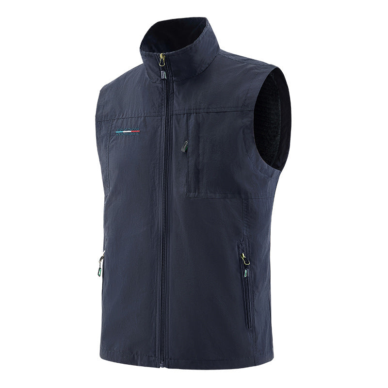 Men's Lightweight Windproof Utility Vest with High Collar, Zip Pockets and Breathable Mesh Lining Shop Velvia