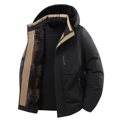 Men's Thermally Insulated Quilted Jacket with Faux Fur Lining and Hood Shop Velvia