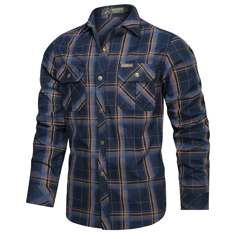 Men's checked flannel outdoor shirt with reinforced flap chest pockets and ergonomic back detail Shop Velvia