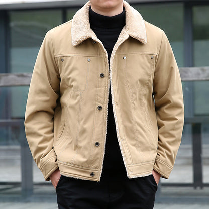 Men's short jacket with teddy lining and lapel collar, windproof transitional jacket Shop Velvia