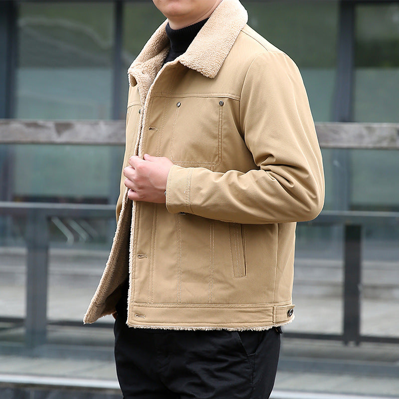 Men's short jacket with teddy lining and lapel collar, windproof transitional jacket Shop Velvia