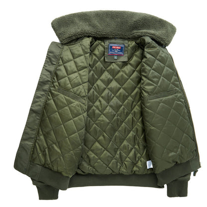 Men's pilot bomber jacket with teddy collar and multifunctional organizer pockets Shop Velvia