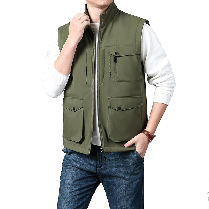Men's Lightweight Thermo-Fleece Vest with Stand-Up Collar, Front Zipper and Side Pockets Shop Velvia