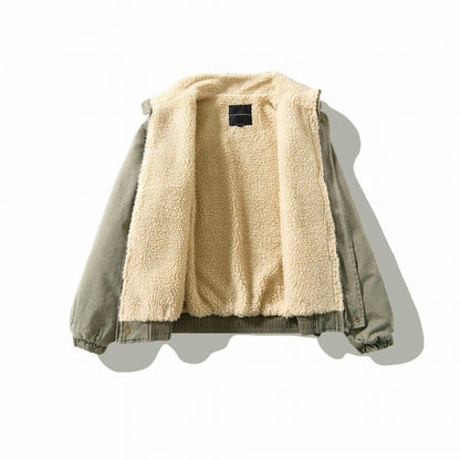 Unisex Loose-Fitting Canvas Utility Jacket with Standing Collar, Flap Pockets and Elastic Hem Shop Velvia