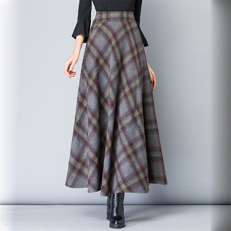 Women's ankle-length checkered skirt made of high-quality wool blend Shop Velvia