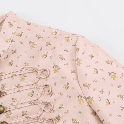 Women Cropped Satin Jacket in Military Style with Decorative Frog Trim Shop Velvia